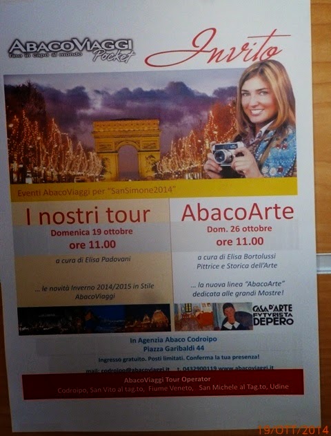 ABACO VIAGGI: I NOSTRI TOUR con Elisa Padovani- Codroipo (UD) 19 ottobre 2014