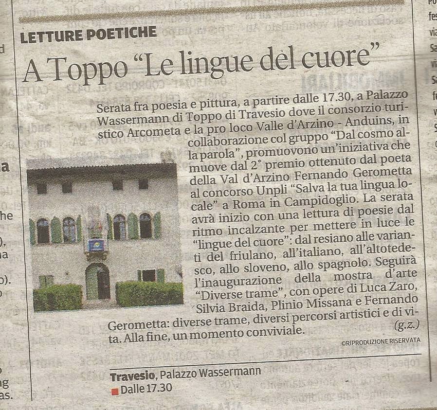 a TOPPO di TRAVESIO (UD) Poesie nella lingua del Cuore – 25 ottobre 2014
