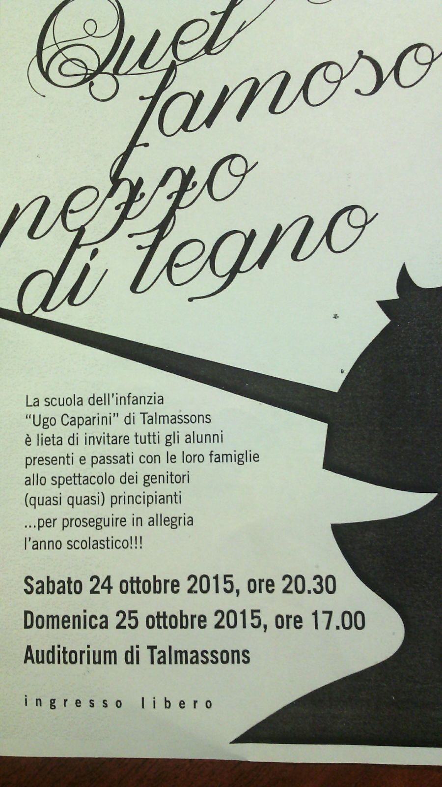 PINOCCHIO – con i genitori delle scuole di Talmassons (UD) 24 ottobre 2015