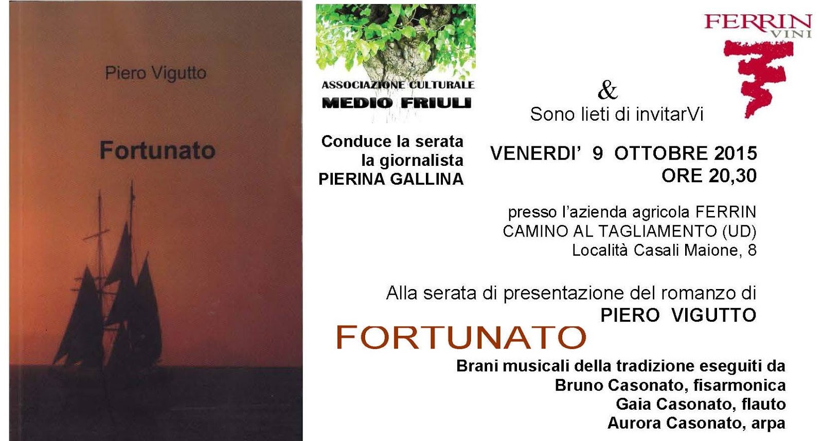 FORTUNATO: presentazione libro di Piero Vigutto 9 ottobre 2015