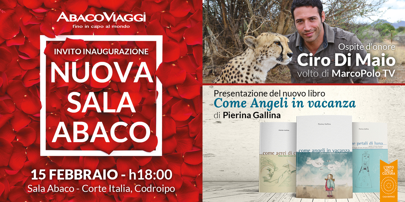 CODROIPO DOPPIO EVENTO IN SALA ABACO: INAUGURAZIONE E PRESENTAZIONE DEL TERZO LIBRO DI POESIE DI PIERINA GALLINA 15 febbraio 2019