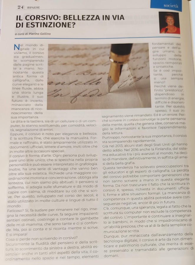 CORSIVO in via di estinzione. Il Nuovo Paese dicembre 23
