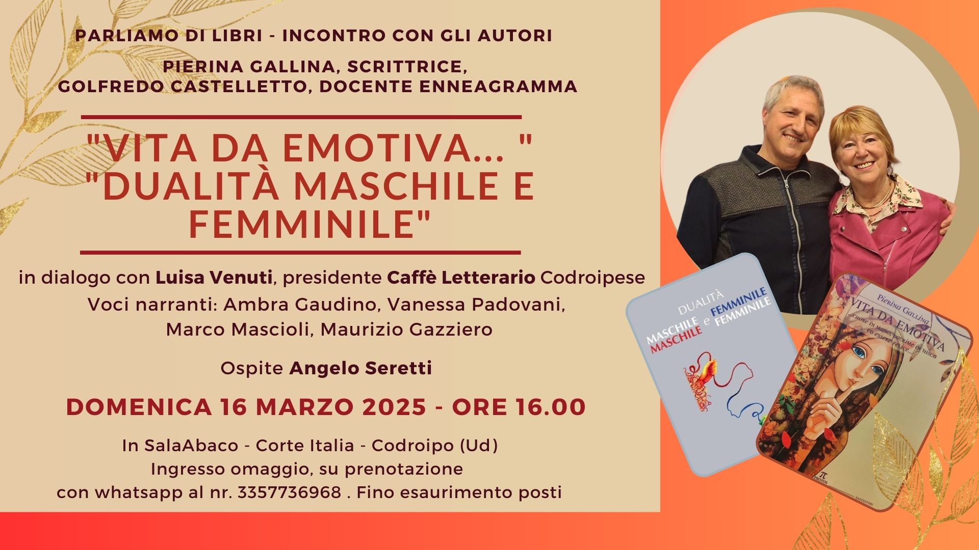 Vita da Emotiva, il mio 8° libro, presentato in Sala Abaco 16 marzo 25